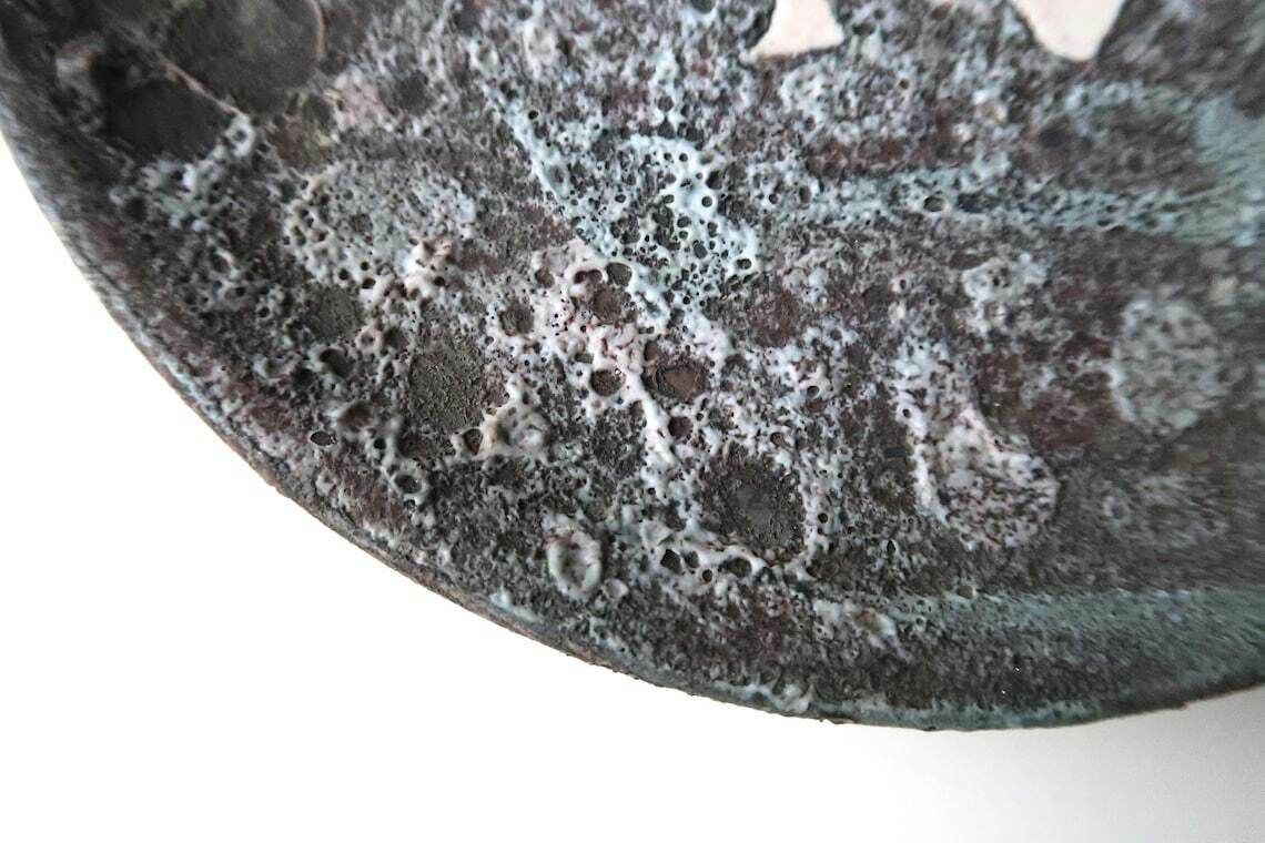 French Ceramic Wall Plate, Fat Lava, 1970s / Alpes D'huez, Cave Decor, Grey, Rustic, Mountain, Chalet photo for sale