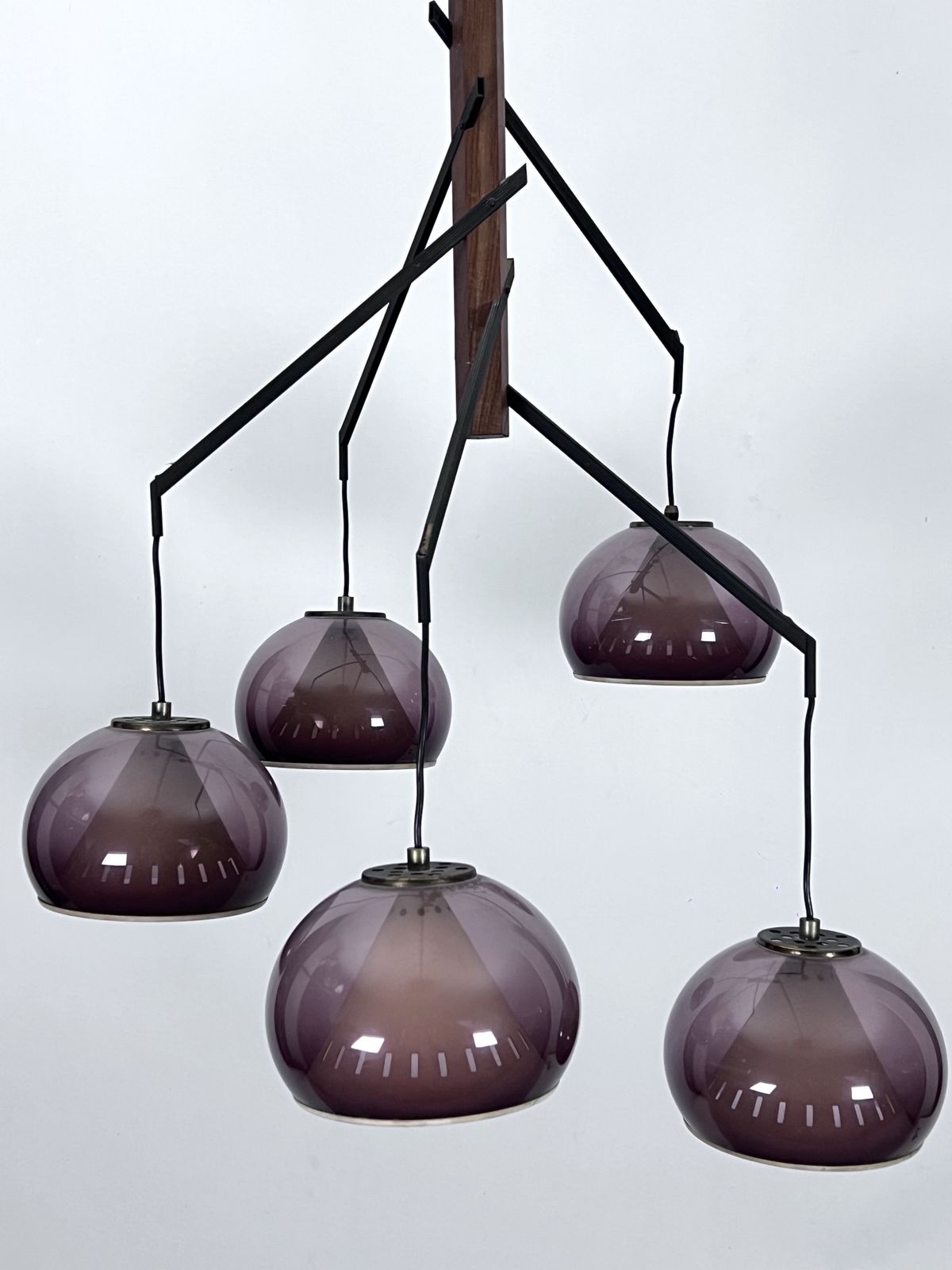 Rare Large Vintage Brass And Plexiglass Chandelier By Lampter Milano, Italy 1950s