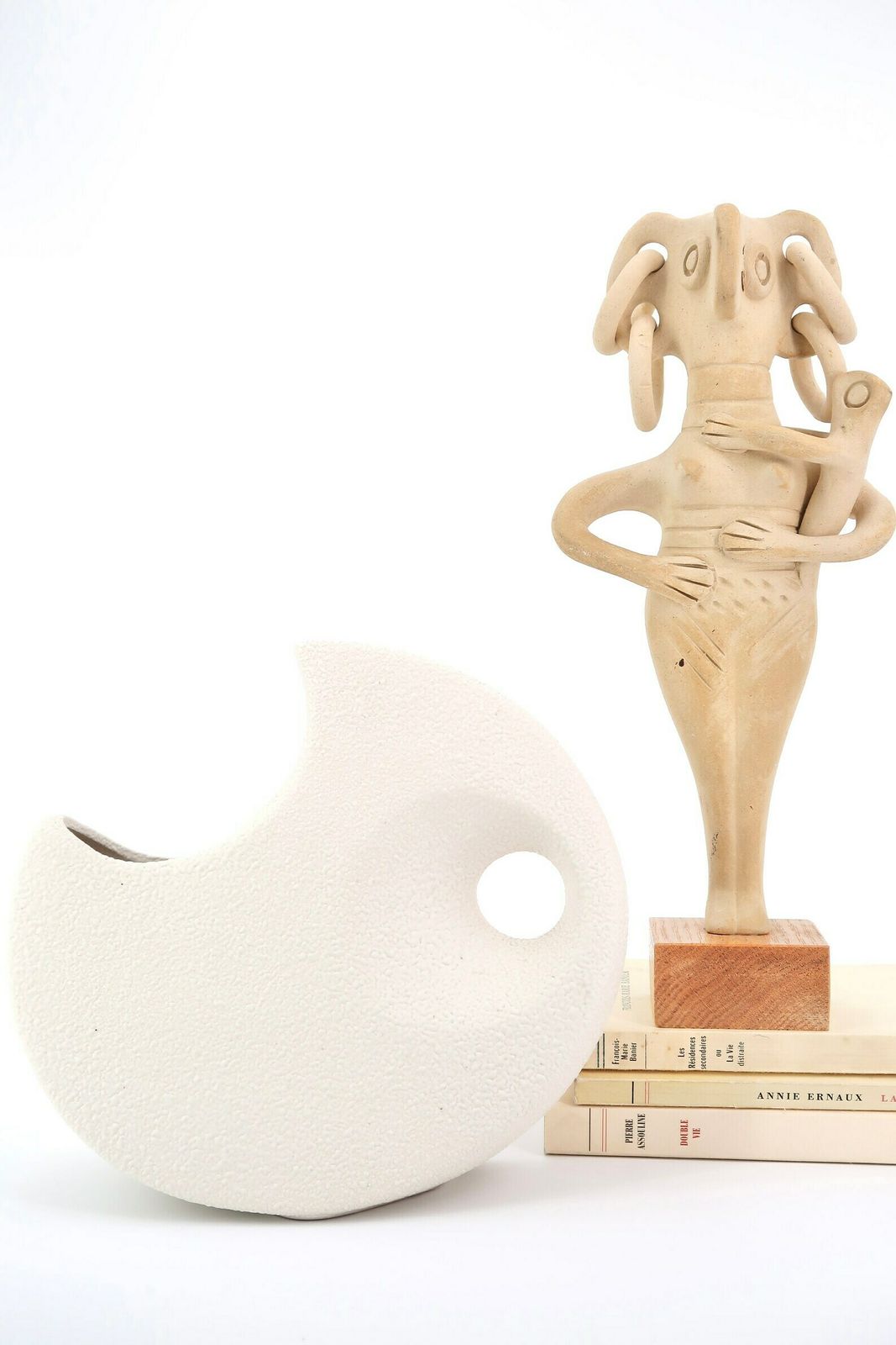 Sgrafo White Schiavon Ceramic Vase Peter Muller, 1960s / Modernist, Mid Century Modern, Free Form, Abstract, Hole photo vinterior