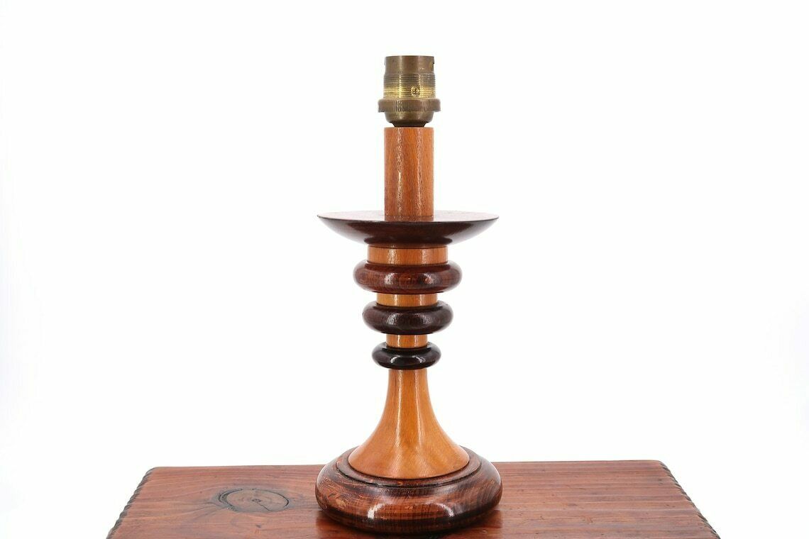 French Wood Table Lamp " Totem ", 1970s / Sculpture, Totem, Art, Column, Brancusi photo for sale