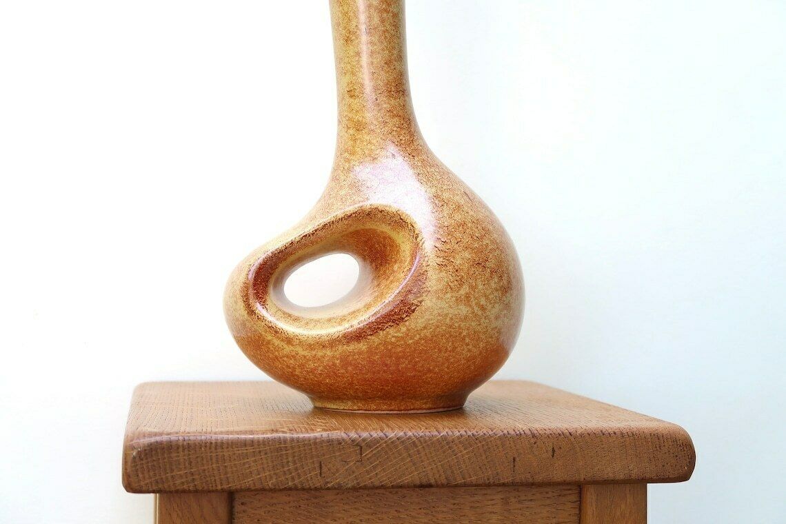 Italian Brown Ceramic Vase By Roberto Rigon For Bertoncello, 1960s photo for sale