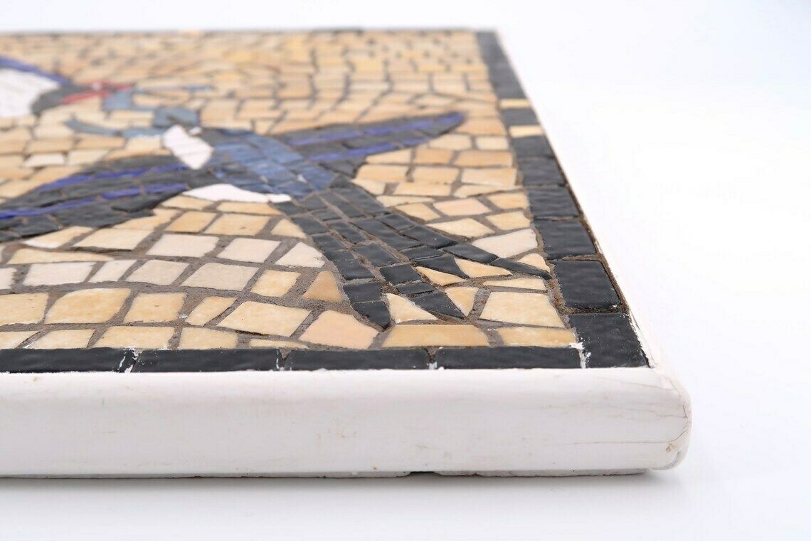 French Mosaic Wall Hanging : Swallow And Number 5, 1990s / Good Luck, Lucky Charm, Bird, Painting, Wall Decor photo Art