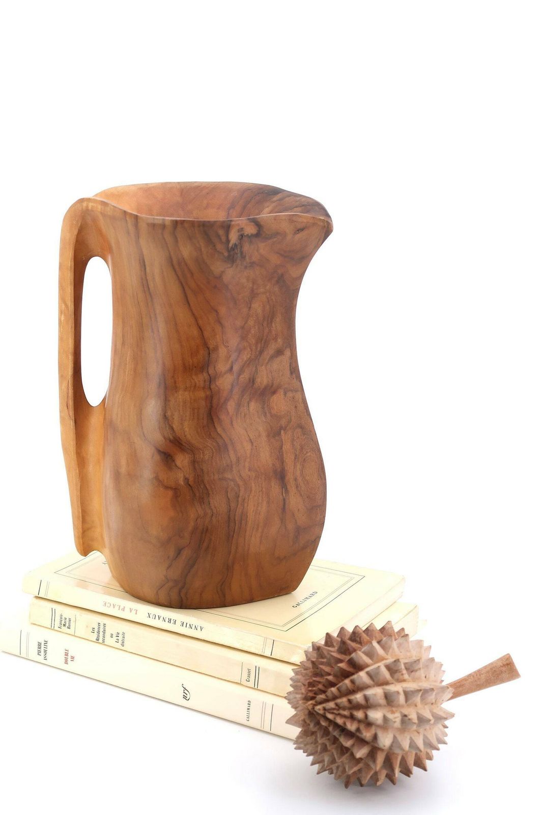 Spanish Wood Pitcher, 1960s / Vase, Boho Chic, Bohemian, Folk Art, Pot, Wooden photo furniture