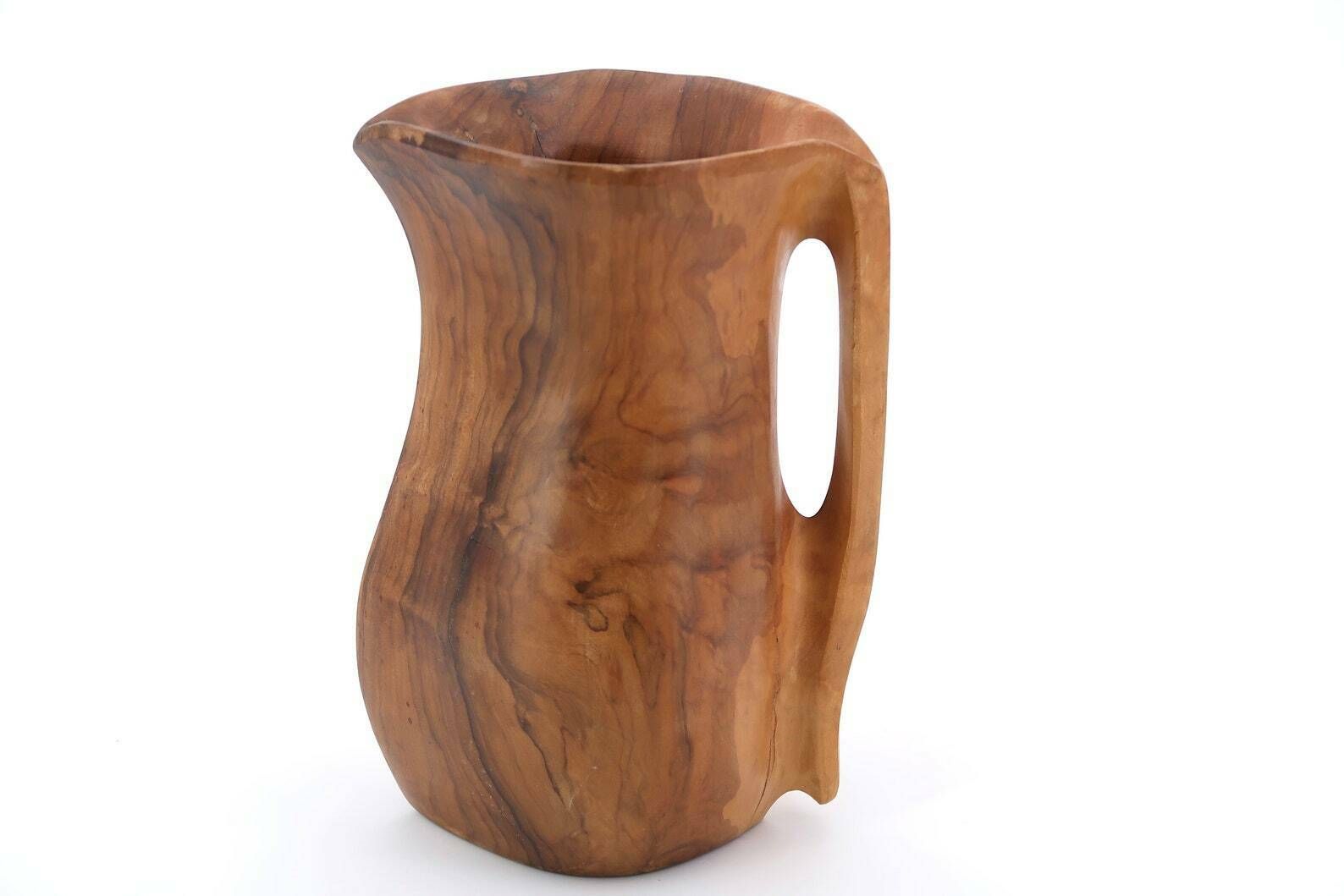 Spanish Wood Pitcher, 1960s / Vase, Boho Chic, Bohemian, Folk Art, Pot, Wooden photo 417.0