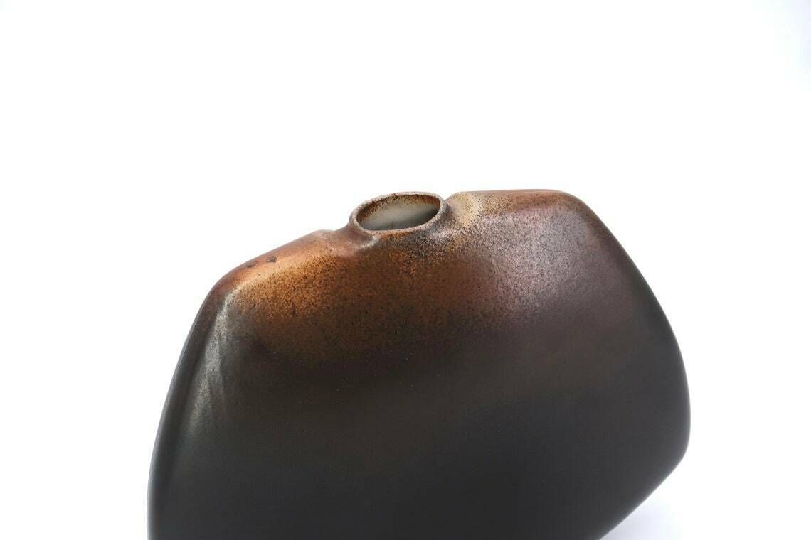 Huge French Black And Brown Porcelain Vase By Virebent, Design By Pierre Lebe, Made In France, 1970s photo 375.0
