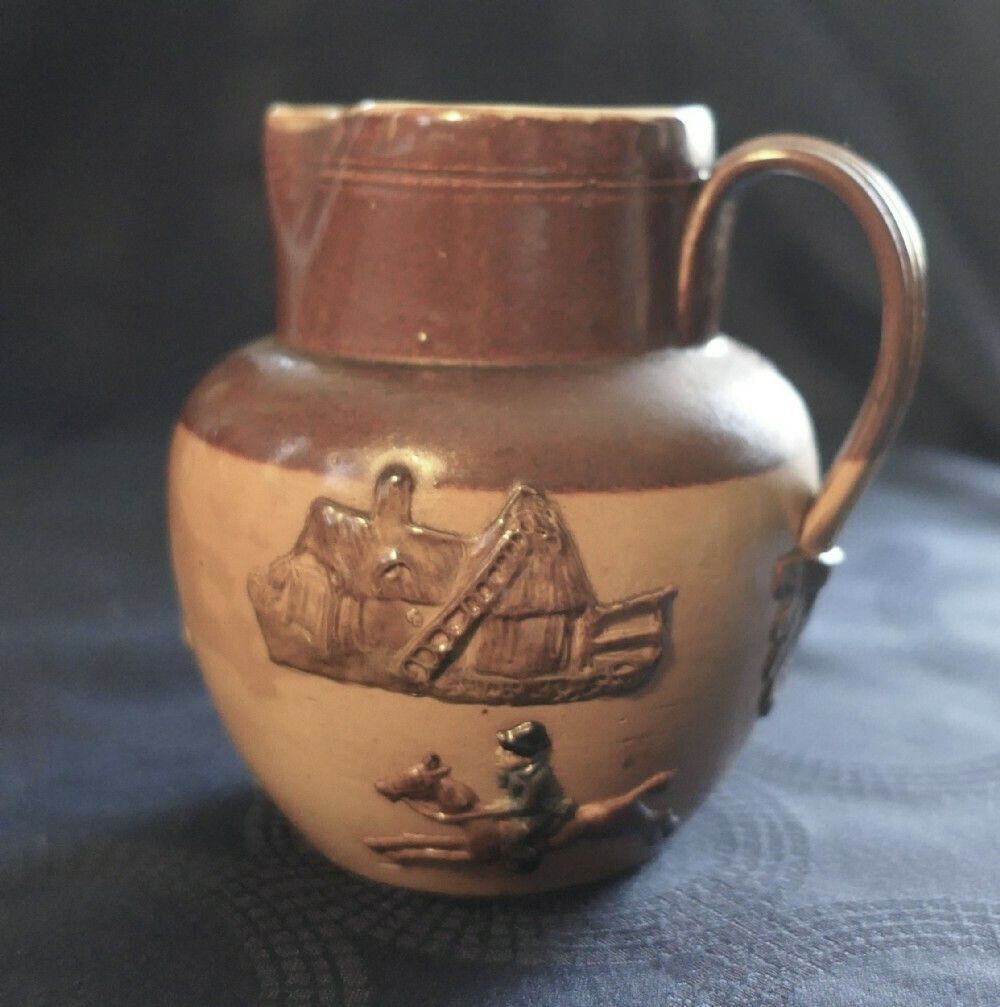 Set Of 3 Rare Coloured Royal Doulton Stoneware Harvest Jugs photo vintage