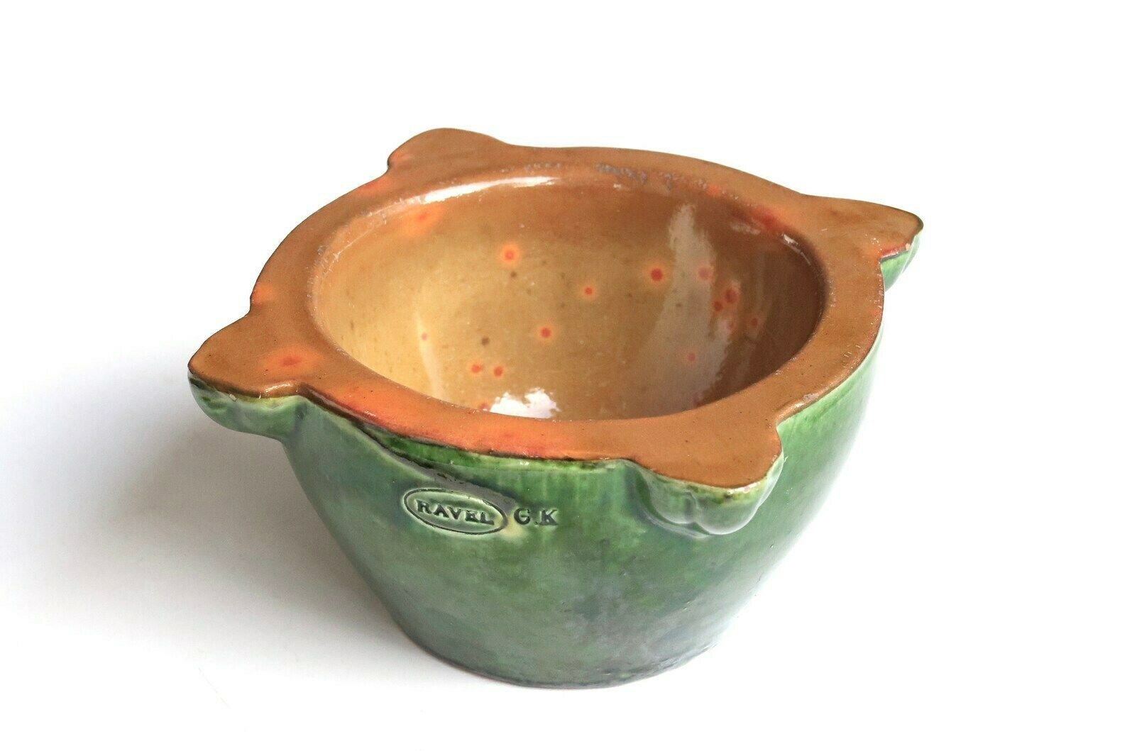 Franse Provençaalse Keramieken Vijzel, Ravel Pottery, Jaren 1950 / Keuken, Frankrijk, Groen