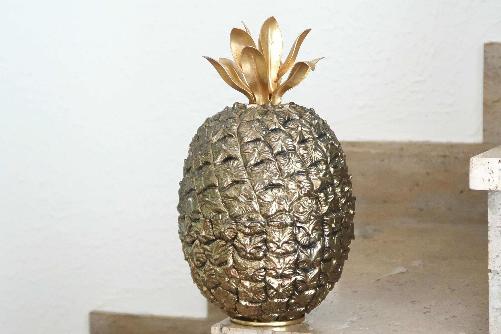 French Large Pineapple Ice Bucket By Michel Dartois, 1970s / Mauro Manetti Style, Vintage