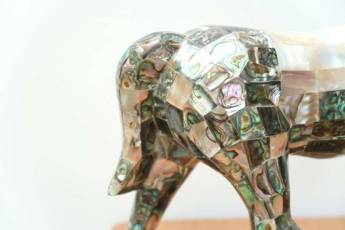 Large Mexican Mother Of Peal Horse Sculpture, 1970s / Inlay, Mosaic, Animal, Art, Mexico, Boho Chic Bohemian Folk photo 952.0