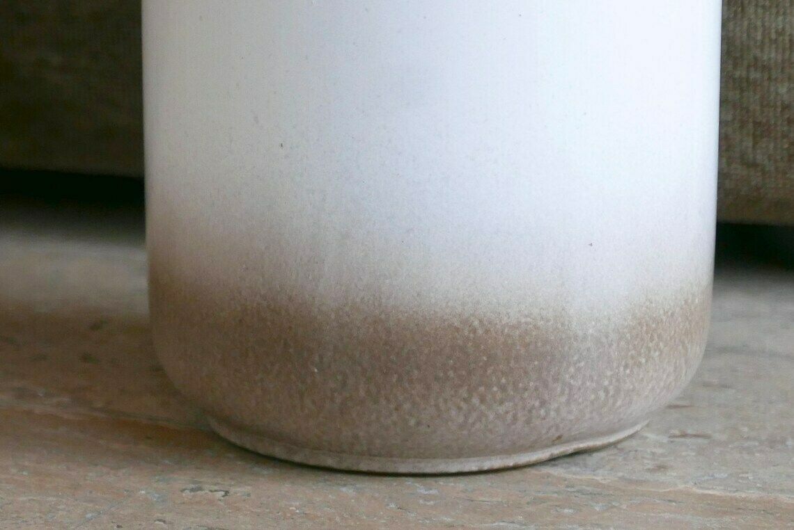 Xl Ceramic Vase, West Germany, White And Brown, 1960s / Large Pottery, Boho Chic, Bohemian, Pottery, Minimalist, Modernist photo for sale