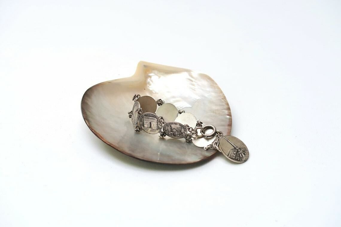 Ring Dish, Polished Pearl Oyster, Tiki Decor, 1970s / Boho Jewelry Display Tray Bohemian Folk Nautical Mother Of Pearl Tiki Hawaii Abalone