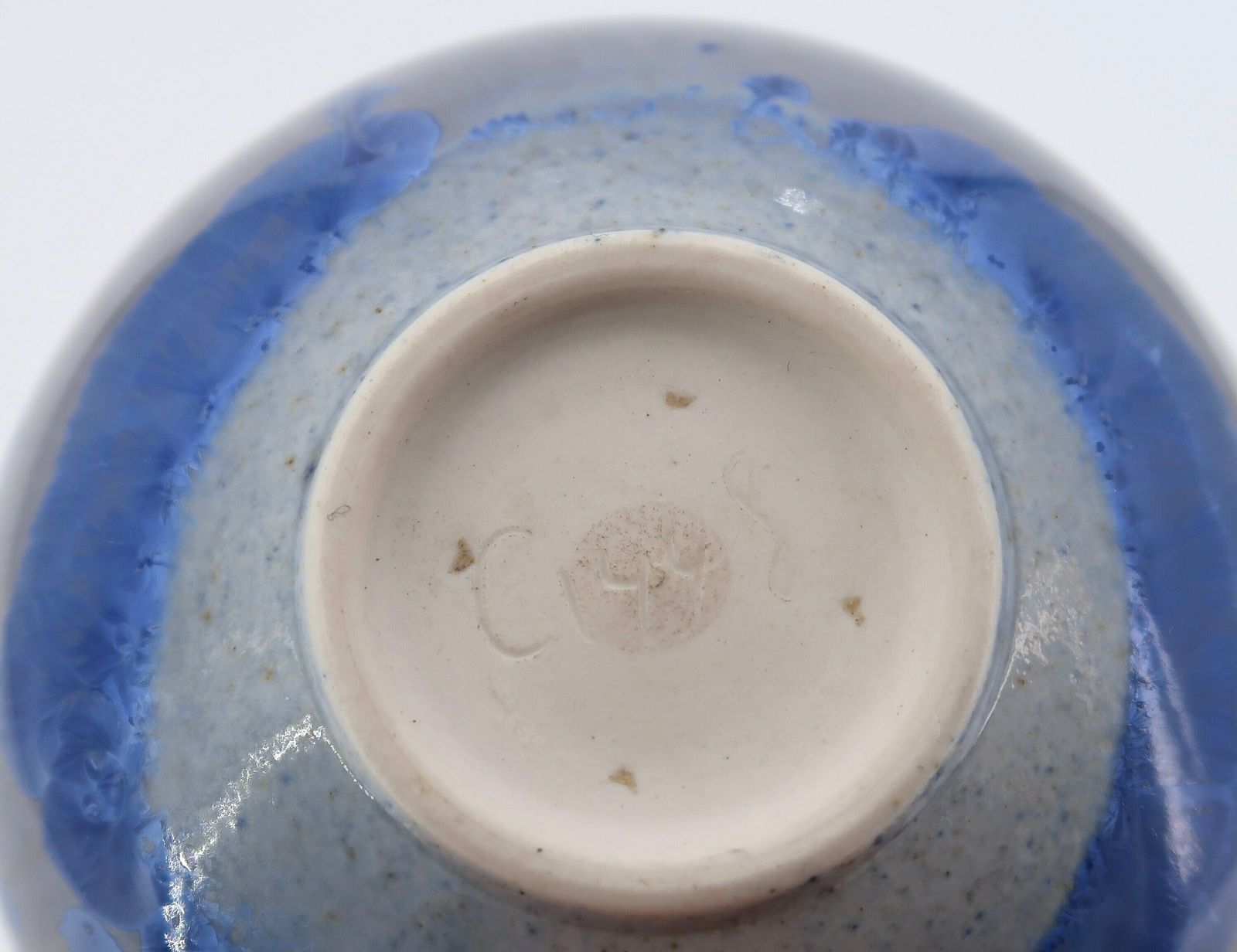 Blue Porcelain Vase With Crystallizations, 1970s / Art, Boho Chic, Folk, Pottery, Modern Modernist photo Home Decor