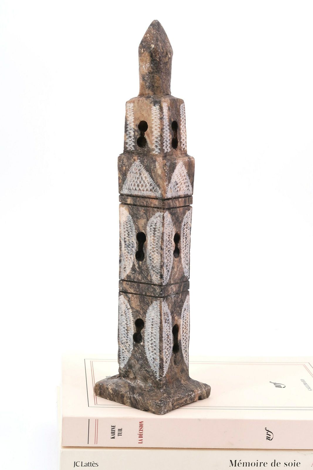 Moroccan Stone Minaret Sculpture, 1970s / Paperweight, Boho Chic, Architecture, Totem, Folk, Morocco, Bohemian photo furniture