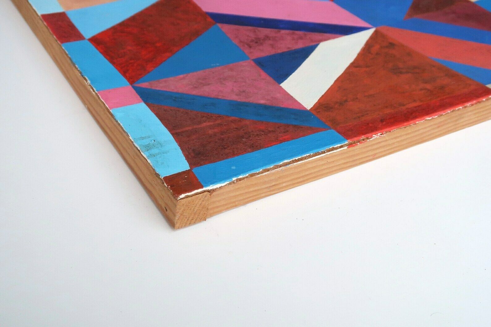 Frans Abstract Schilderij Van Martin Hammond, Jaren 1990 / Modern, Roze Blauw, Frankrijk photo Kunst
