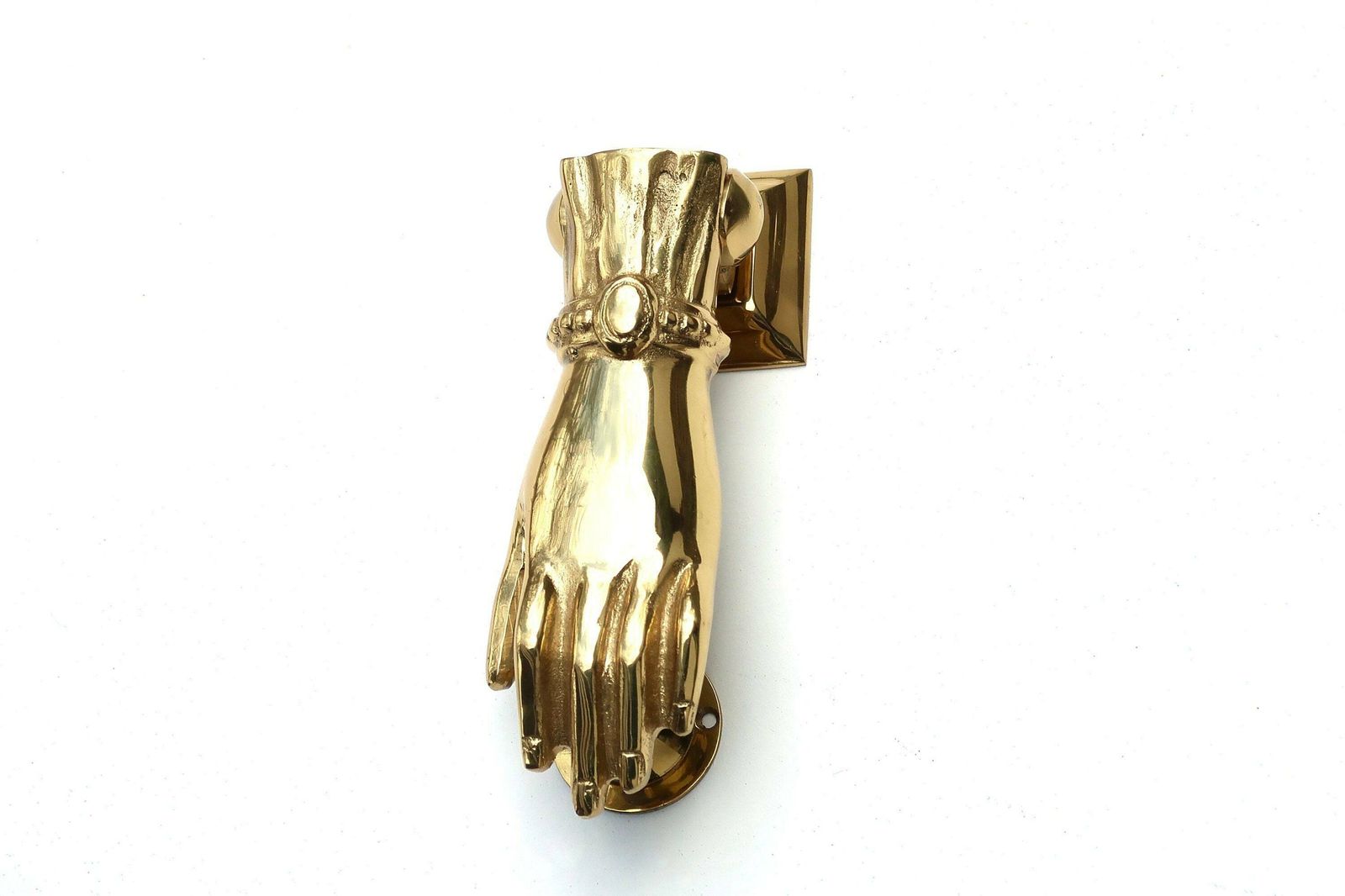 Heurtoir de porte en laiton en forme de main, années 1950 / Bouton de porte, poignée, porte-bonheur, Boho Chic, Folk, sculpture photo furniture