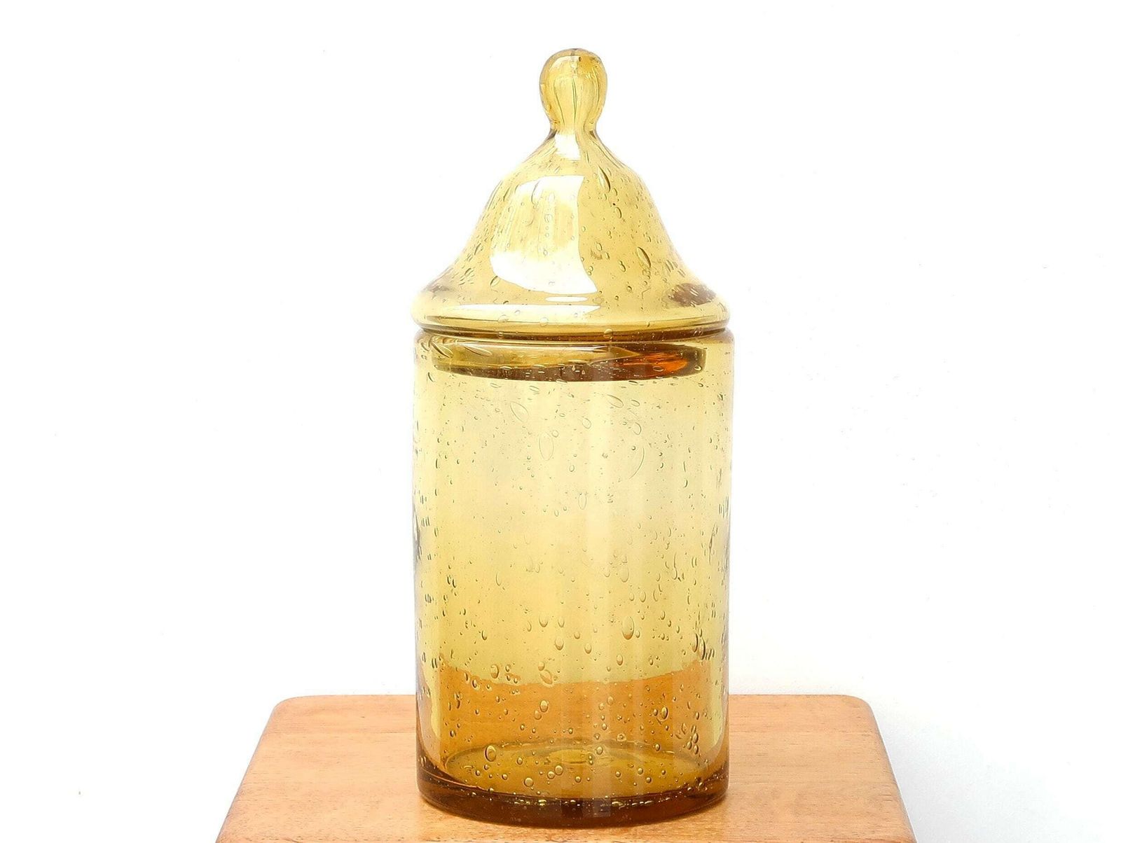 Grand bocal en verre ambré de Biot, France, années 1970, Candy Box, Costa Riviera photo furniture