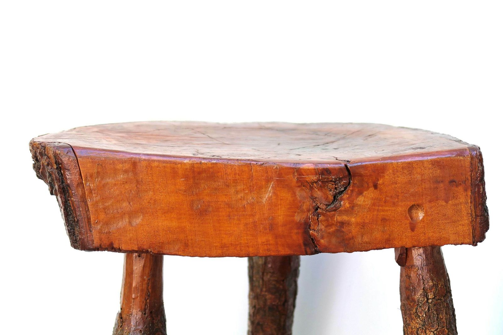 French Vintage Wood Tripod Stool, 1950s / Folk Art, Plant Stand, Rustic Country Boho Chic Bohemian Cottage Furniture photo buy