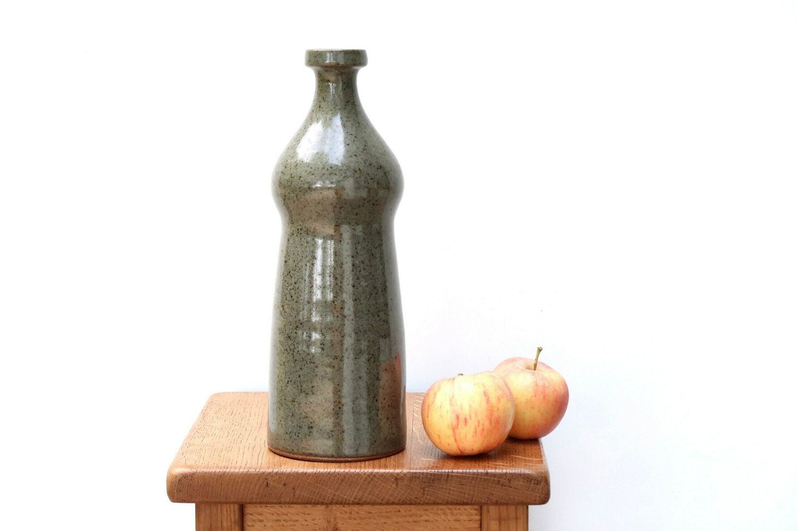French Ceramic Vase Bottle, 1970s / Grey, Ceramic, Boho Chic, Folk, Country, Farmhouse