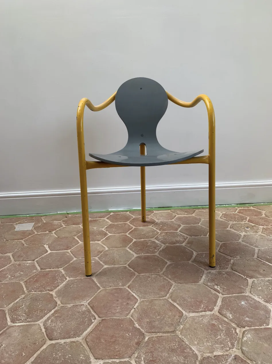 Set Of Six Mid Century Brutalist Style Italian Dining Chairs photo for sale