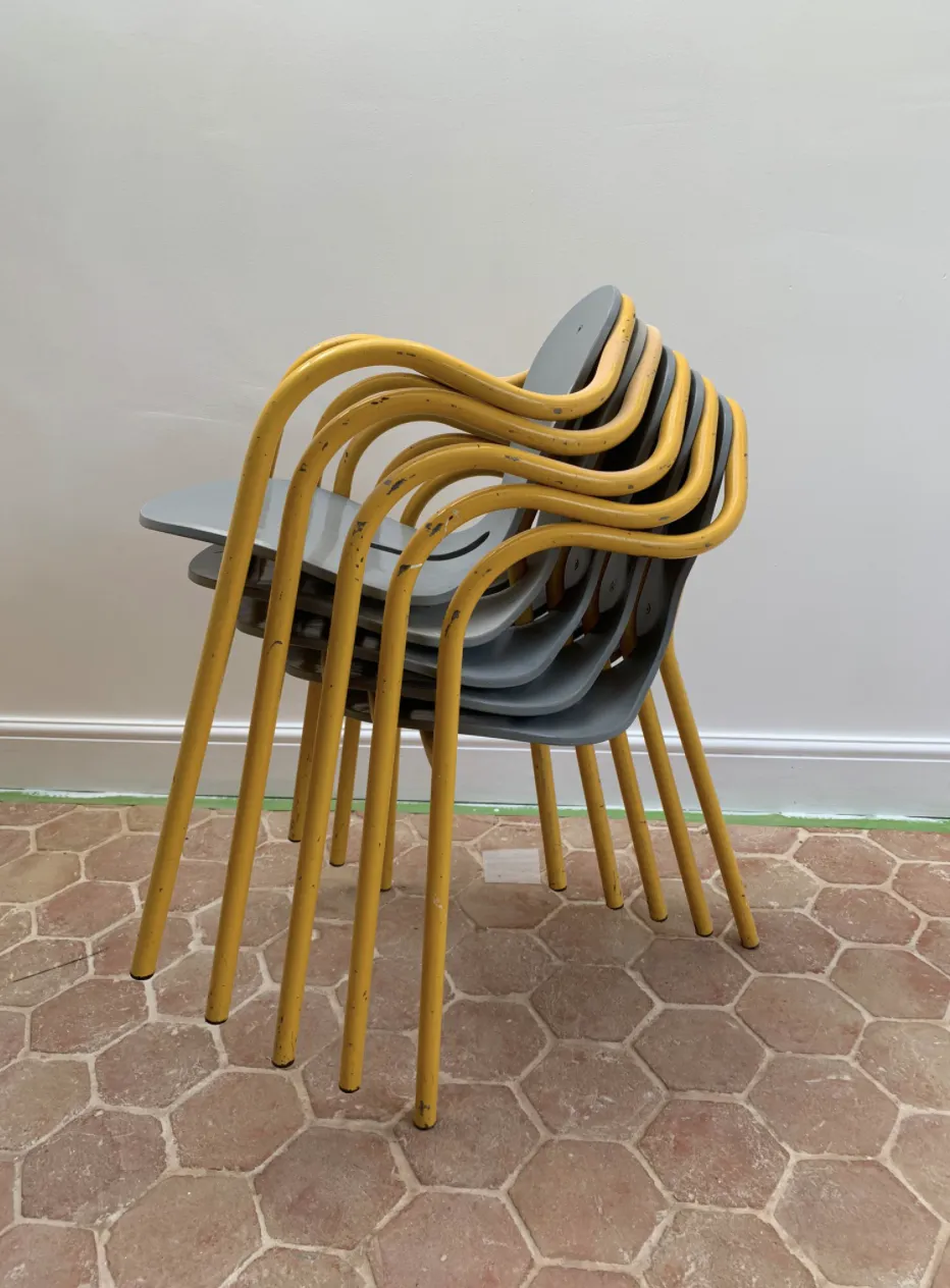 Set Of Six Mid Century Brutalist Style Italian Dining Chairs photo Furniture