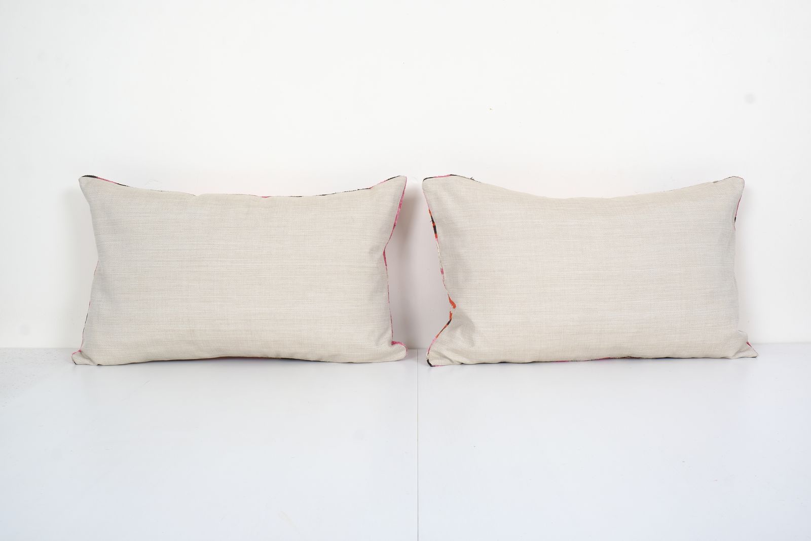 Pink Silk Ikat Velvet Pillow, Set Of Two Colorful Velvet Lumbar Pillowcase, Handmade Designer Throw Pillow photo Textiles