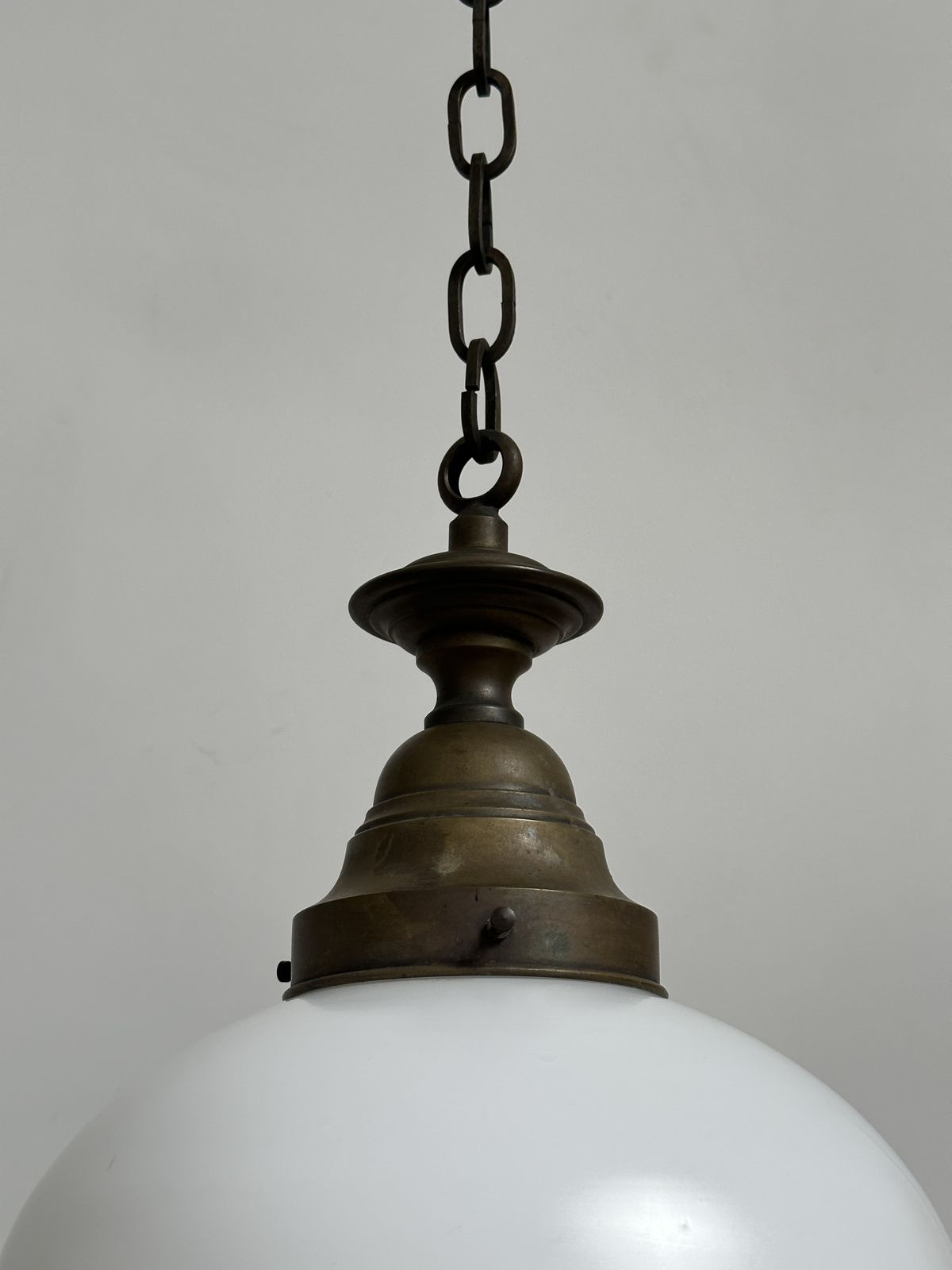 Antique Church Satin Opaline Milk White Glass Ceiling Pendant Light photo vintage