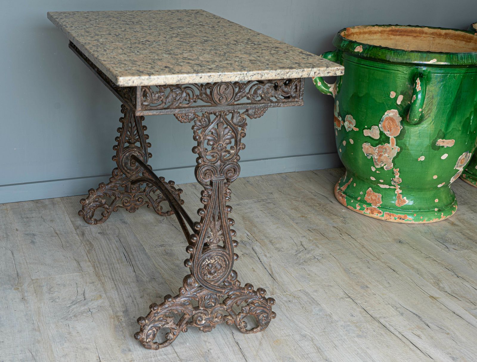 Antique Marble Topped French Iron Table photo 1920.0
