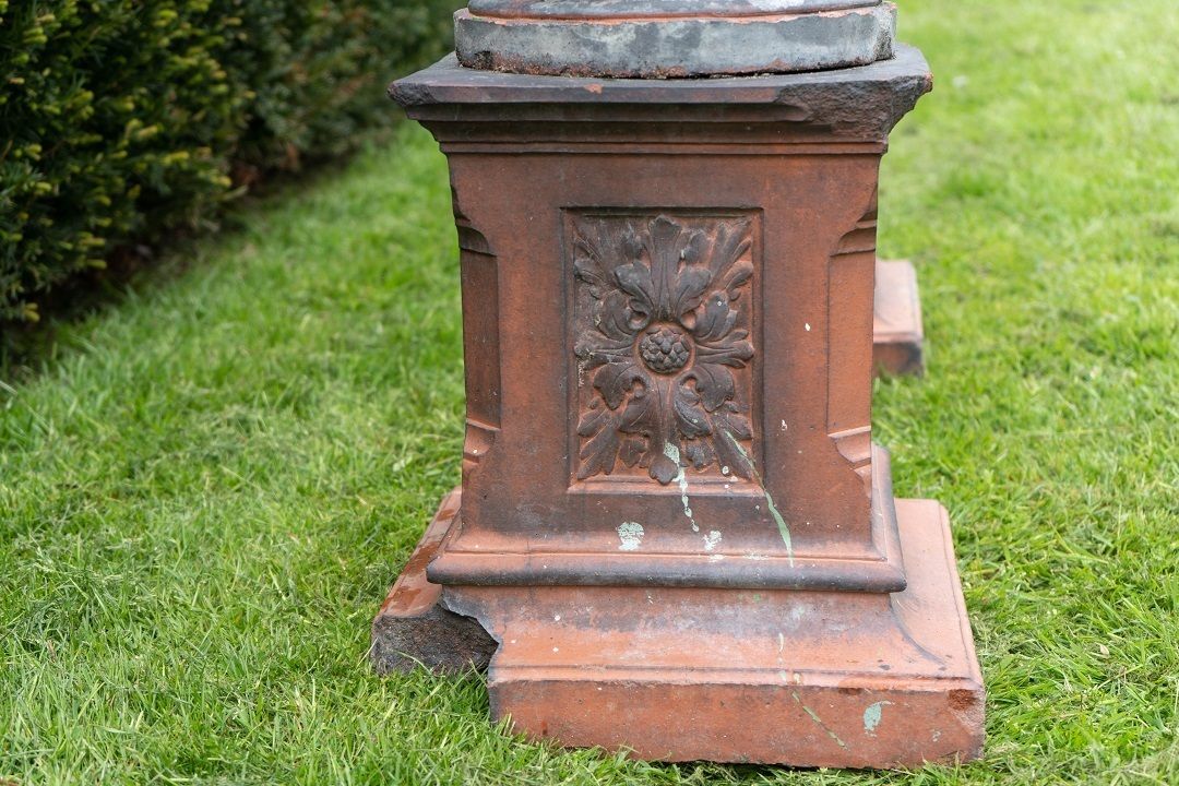 Pair Of Antique Terracotta Urns On Plinths photo for sale