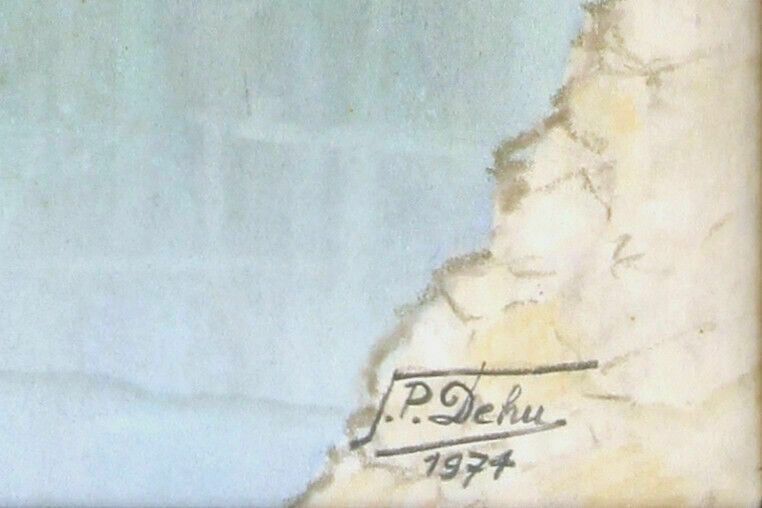 Watercolour By Jules P Dehu. Titled "Bourget Du Lac, Dent Du Chat" photo for sale