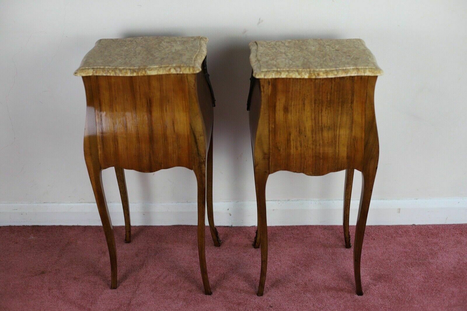 Antique Louis XV French Marquetry Marble Nightstands photo 1490.0