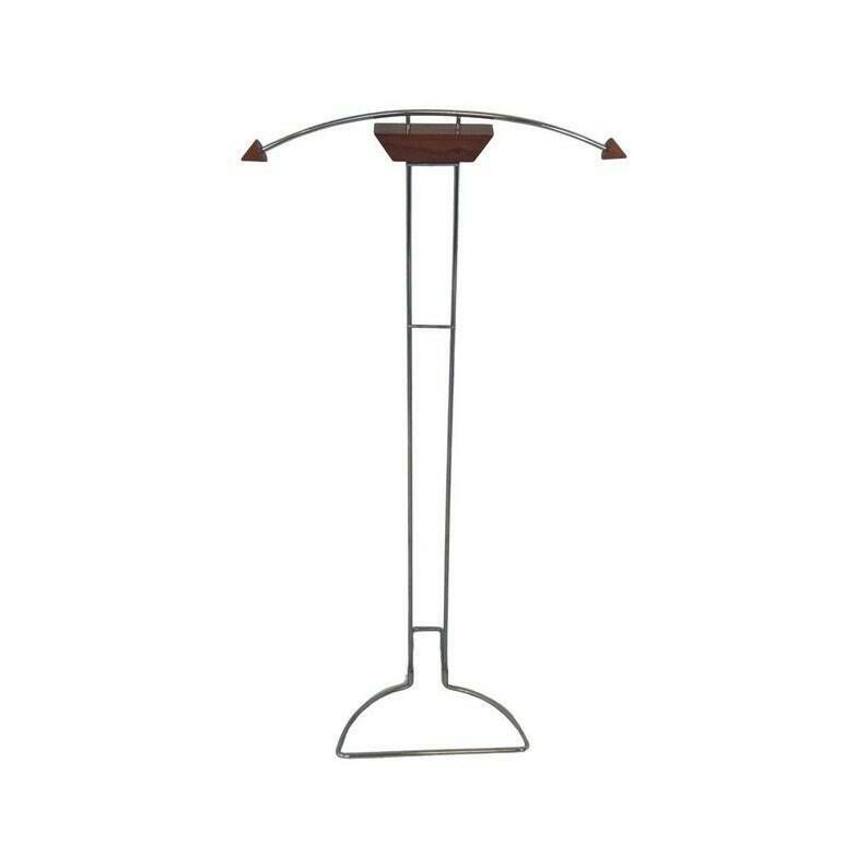 Memphis Style / Postmodern Design   Dressboy / Valet Stand   Chrome Frame With Wooden Accents photo for sale