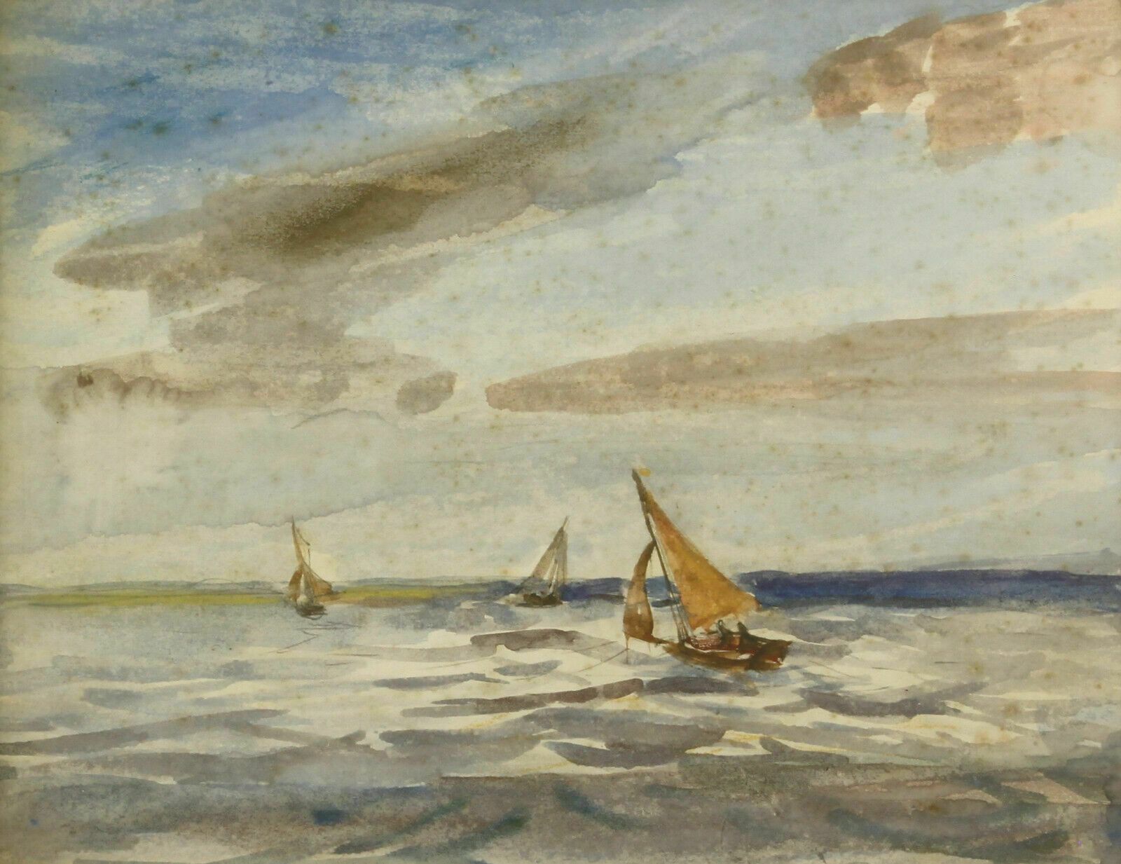 Watercolour By Robert G. D. Alexander. Sailing Off The Essex Coast photo furniture