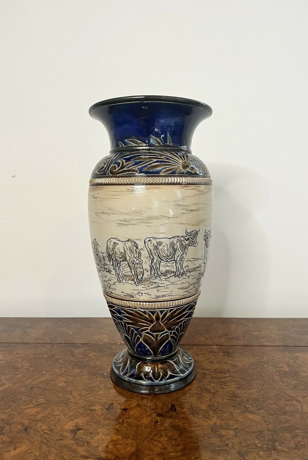 Outstanding Quality Large Antique Doulton Lambeth Vase By Hannah Barlow