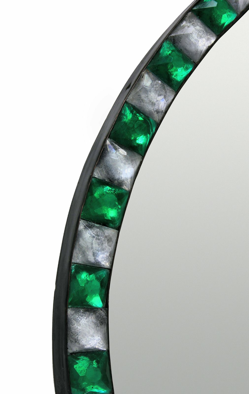 A Georgian Style Irish Mirror With Emerald Glass & Rock Crystal Faceted Border photo for sale