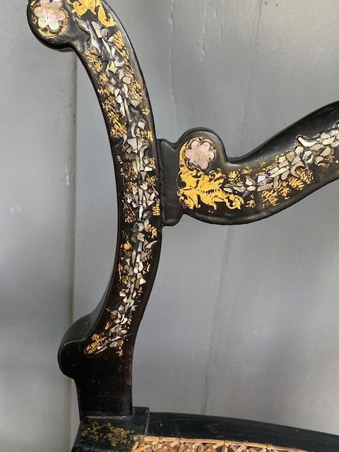 Pair Of 19th Century Ebonised Victorian Side Chairs, English C. 1860 photo buy