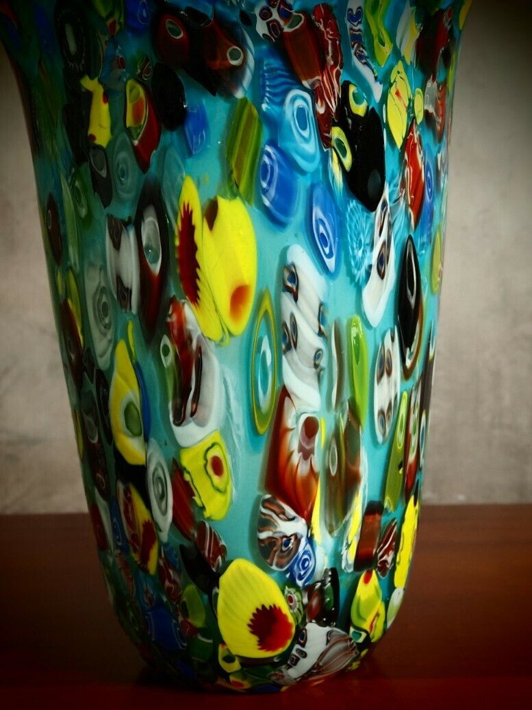 Amazing And Beautiful Blue Vase, Large Murano Style Glass Vase, Venetian Glass Home Decor, Antique Blue Wavy Design, Gift Idea photo buy