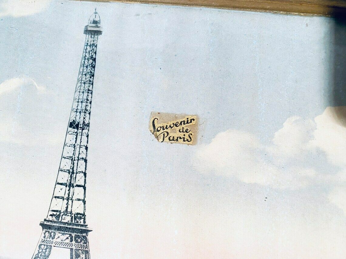photo furniture Art Deco Paris Eiffel Tower Wooden Serving Tray / Vintage Souvenir France
