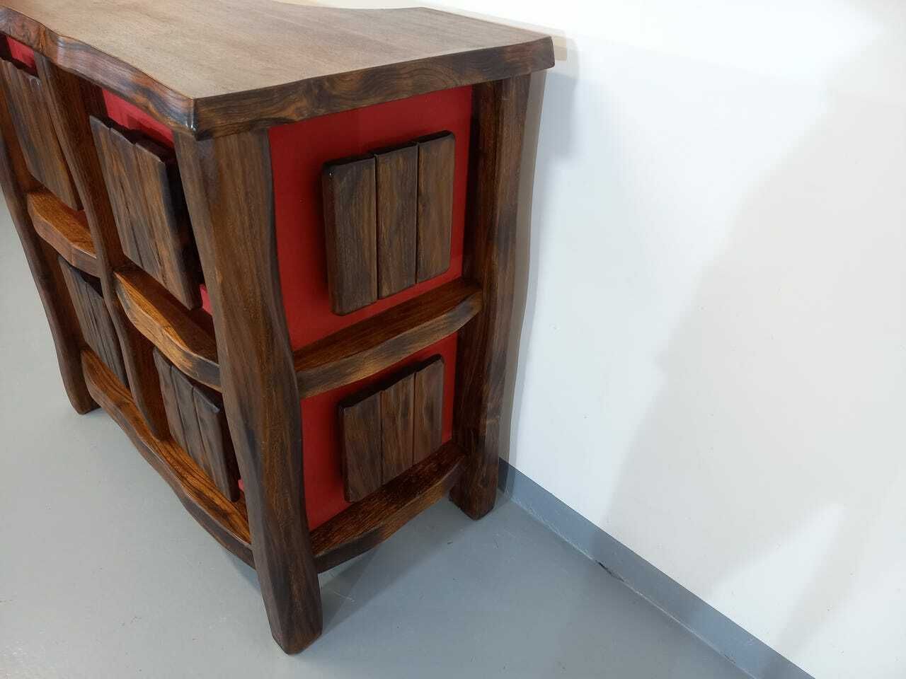 Vintage Aranjou Luminous Brutalist Bar Cabinet From The 50s 60s In Solid Elm photo Furniture