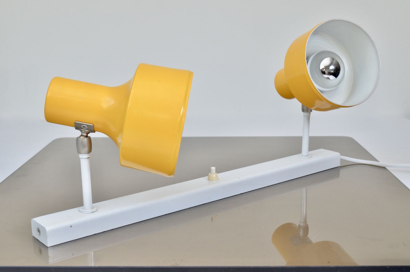 photo furniture Vintage Dutch Metal Yellow Wall Lamp With Double Spots By Anvia Almelo, 1960s