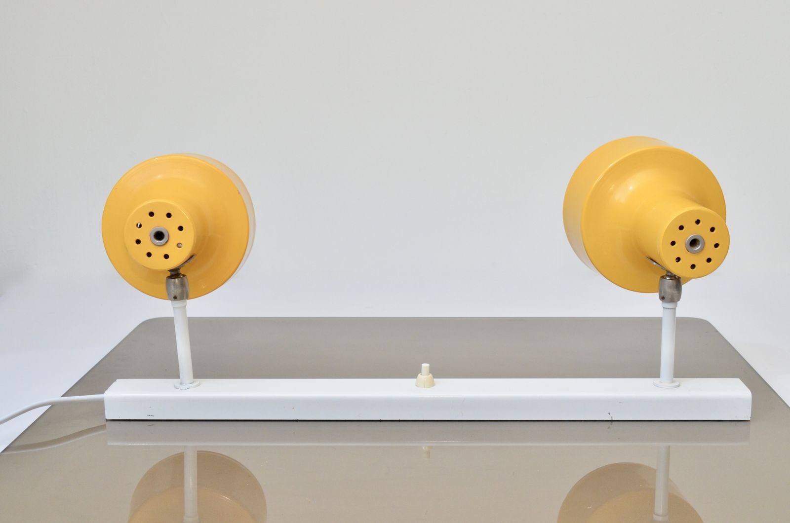 Vintage Dutch Metal Yellow Wall Lamp With Double Spots By Anvia Almelo, 1960s photo vintage