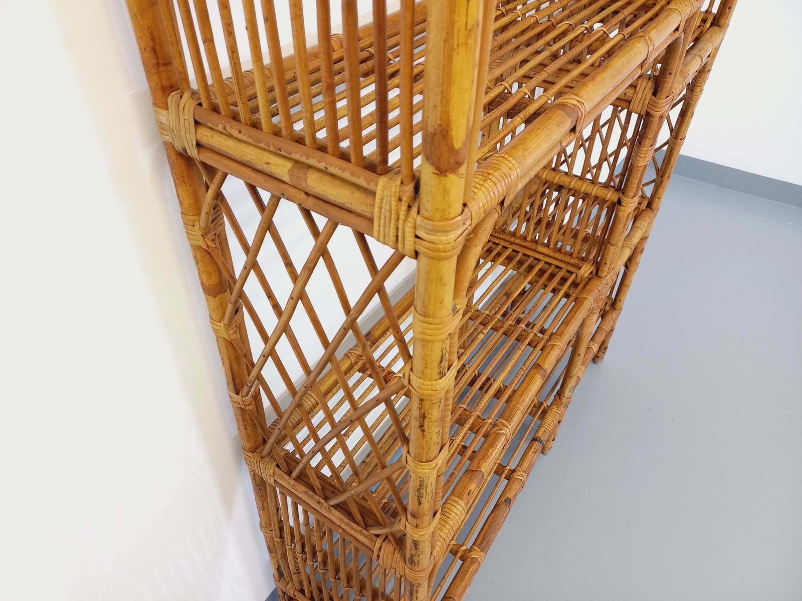 photo furniture Rattan Bookcase, 1960s, Vintage