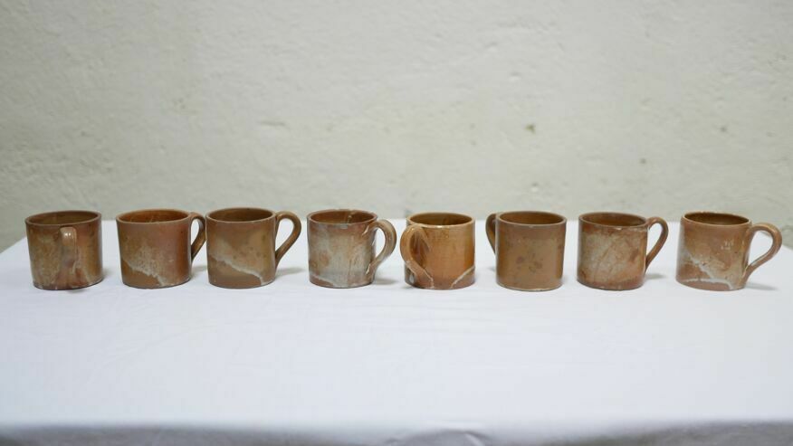 photo for sale Series Of 8 Vintage Stoneware Cups And Saucers