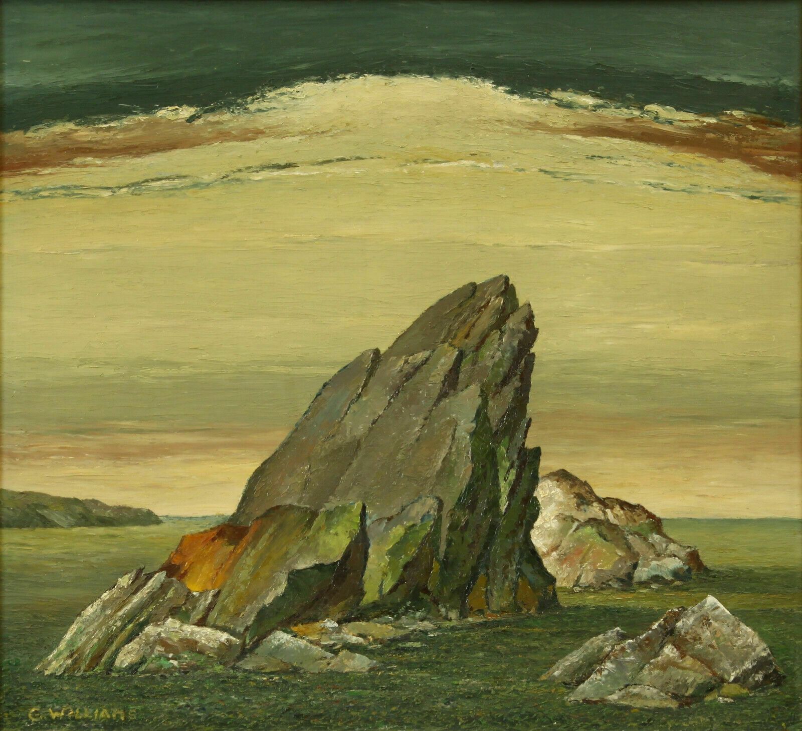 Oil On Board By Charles Williams. Titled "Rock And Seaweed" photo furniture