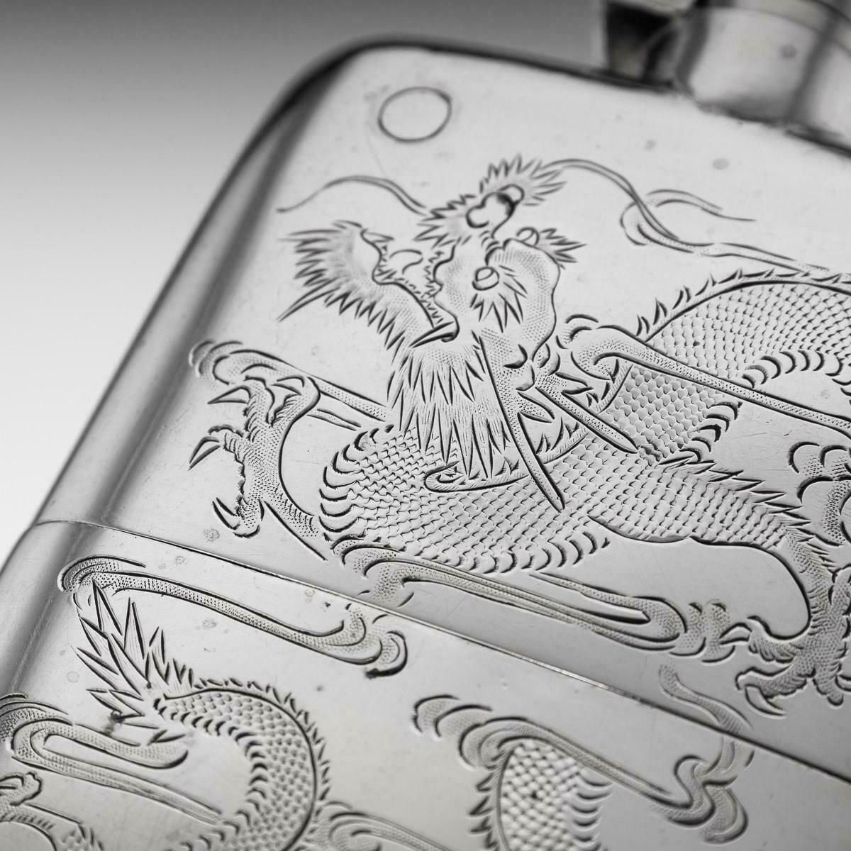 20th Century Chinese Solid Silver Hip Flask, Canton, C.1920 photo buy