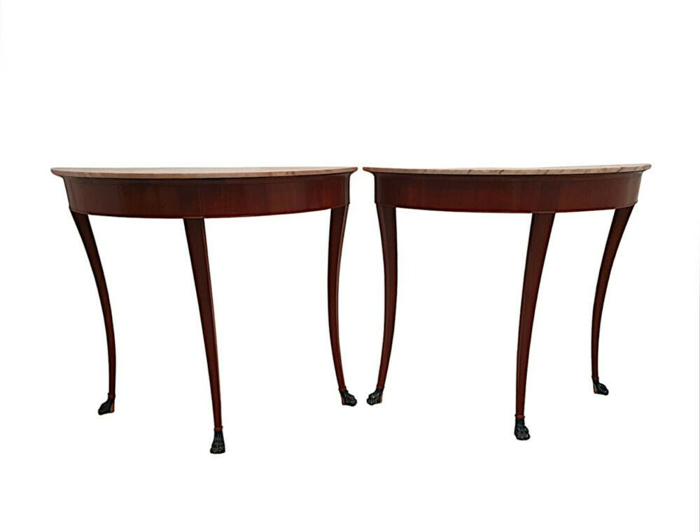 A Very Rare Pair Of Early 20th Century Marble Topped Console Tables