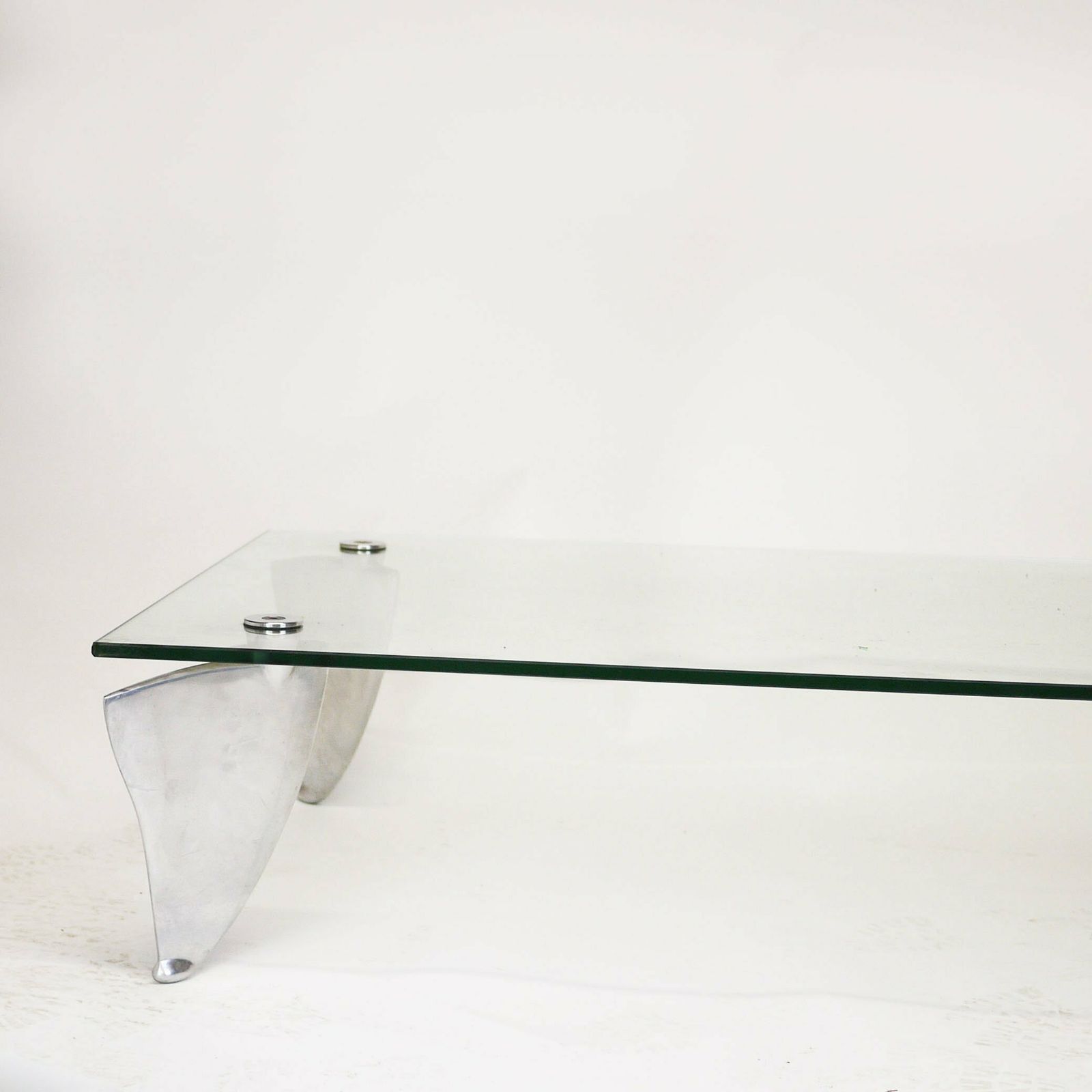 Vintage Glass And Aluminum 'Fipper' Coffee Table By Matthew Hilton For Scp, 1980s photo 925.0