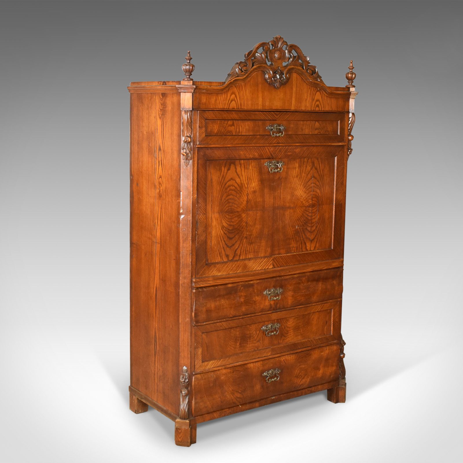 Antique Bureau Desk, French, Escritoire, Oak, 19th Century Circa 1870 photo for sale