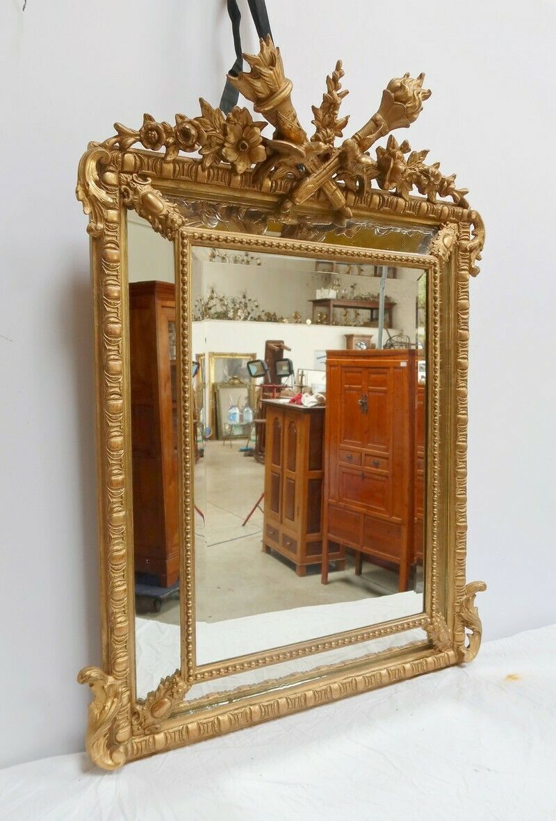 Mirror With Glazing Bead And Golden Wood, Louis XIV Style,  Napoleon III, Period  19th Century
