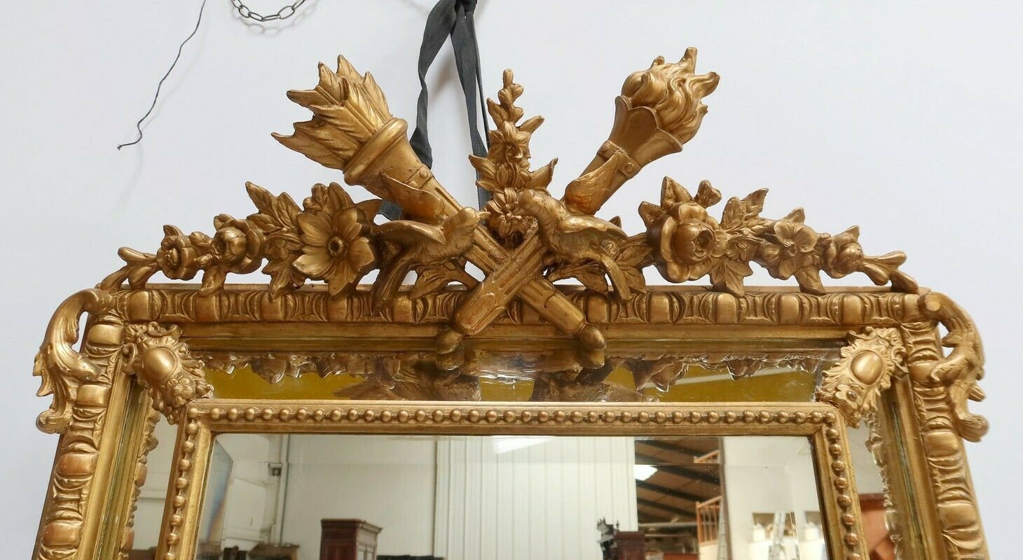 Mirror With Glazing Bead And Golden Wood, Louis XIV Style,  Napoleon III, Period  19th Century photo Home Decor
