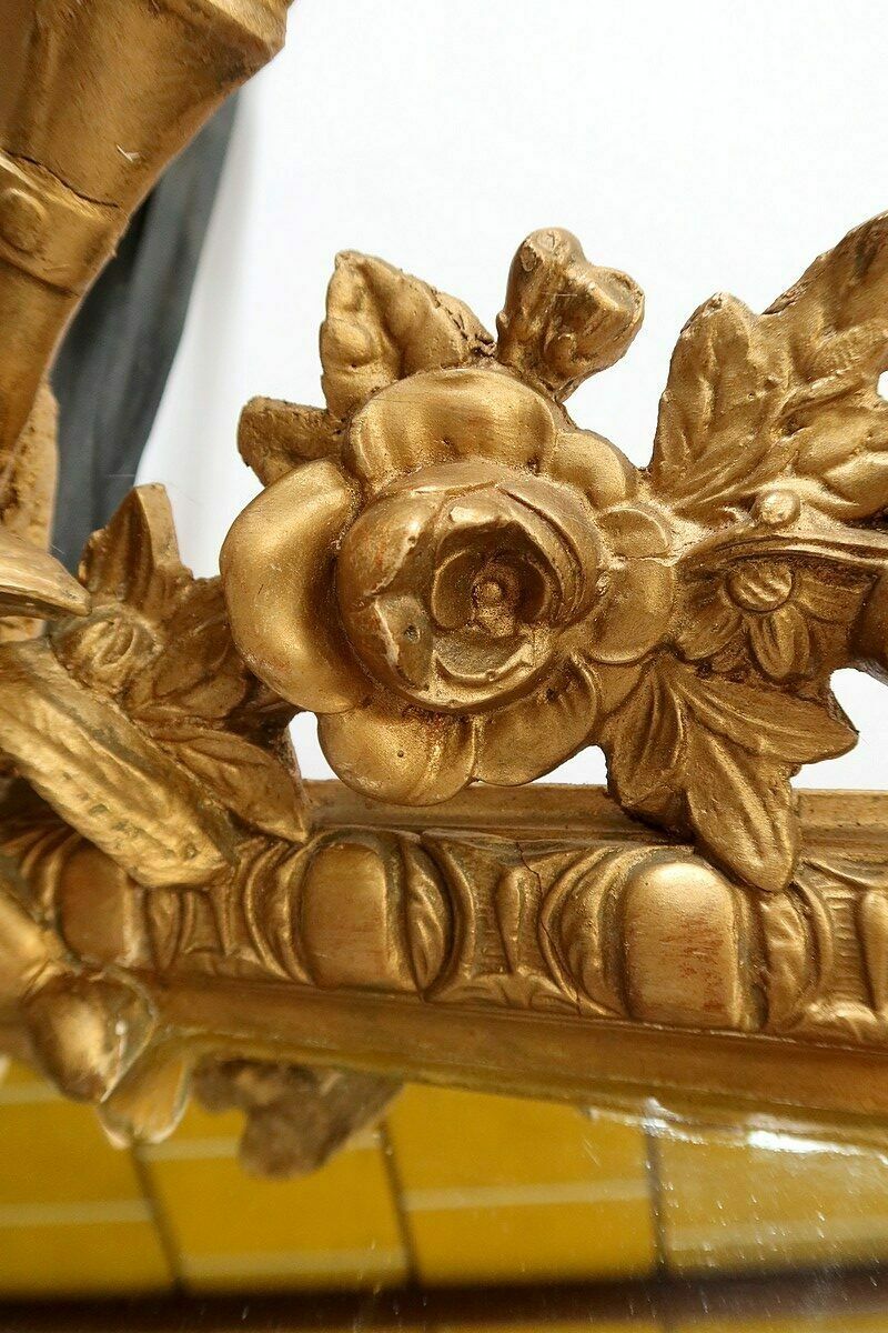 photo vintage Mirror With Glazing Bead And Golden Wood, Louis XIV Style,  Napoleon III, Period  19th Century